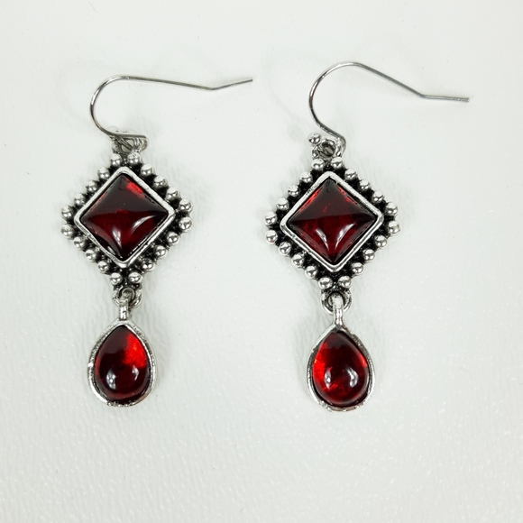 Jewelry - New Silver And Red Earrings